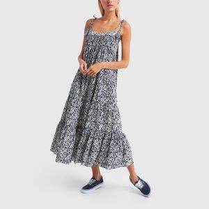 Floral Maxi Dress in Blue and White